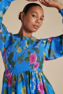 Clearance Alessandra Jade Cotton Silk Dress - Periwinkle Aria