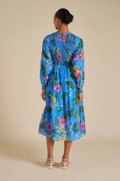 Clearance Alessandra Jade Cotton Silk Dress - Periwinkle  Aria