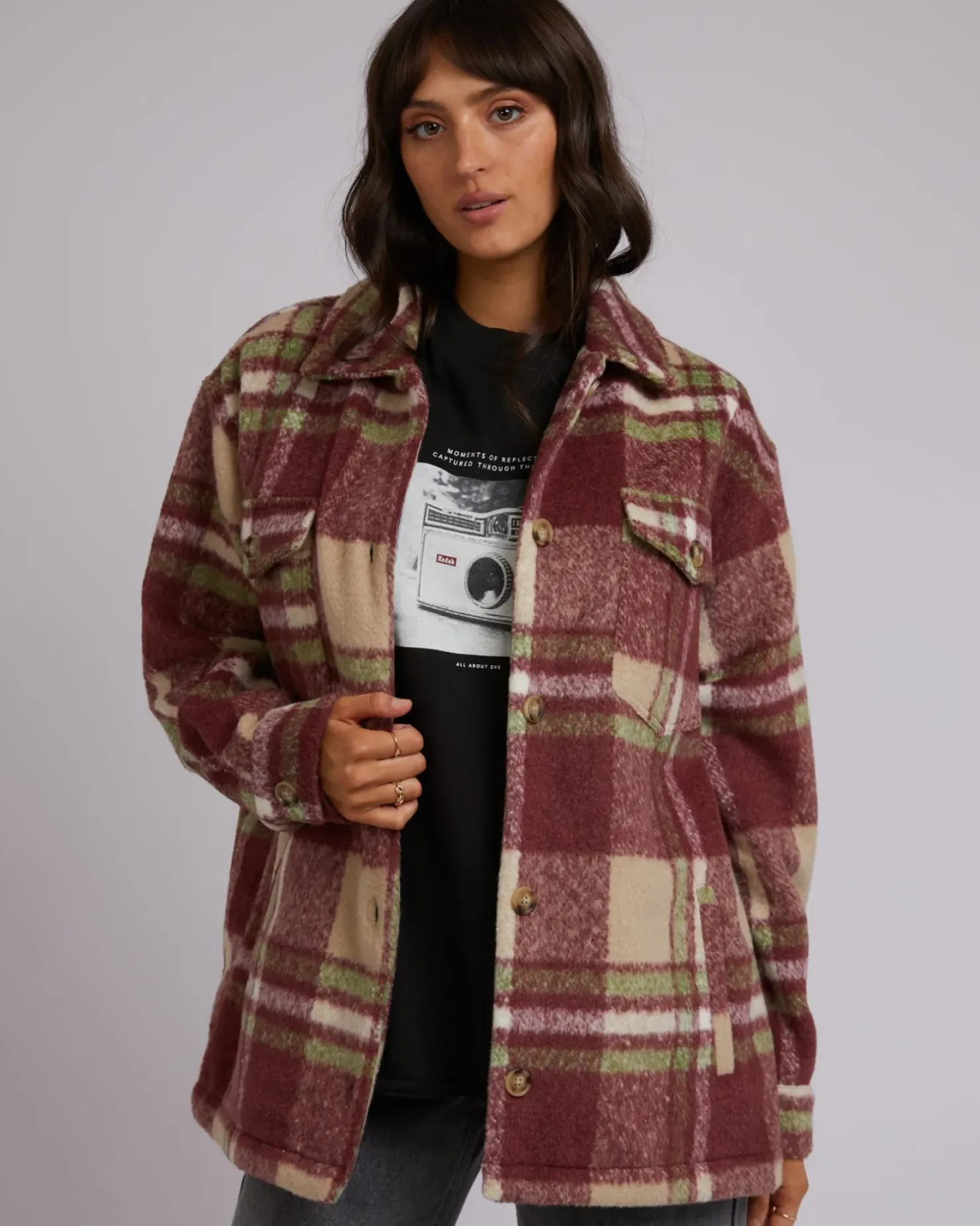 Clearance All About Eve Hilary Check Shacket