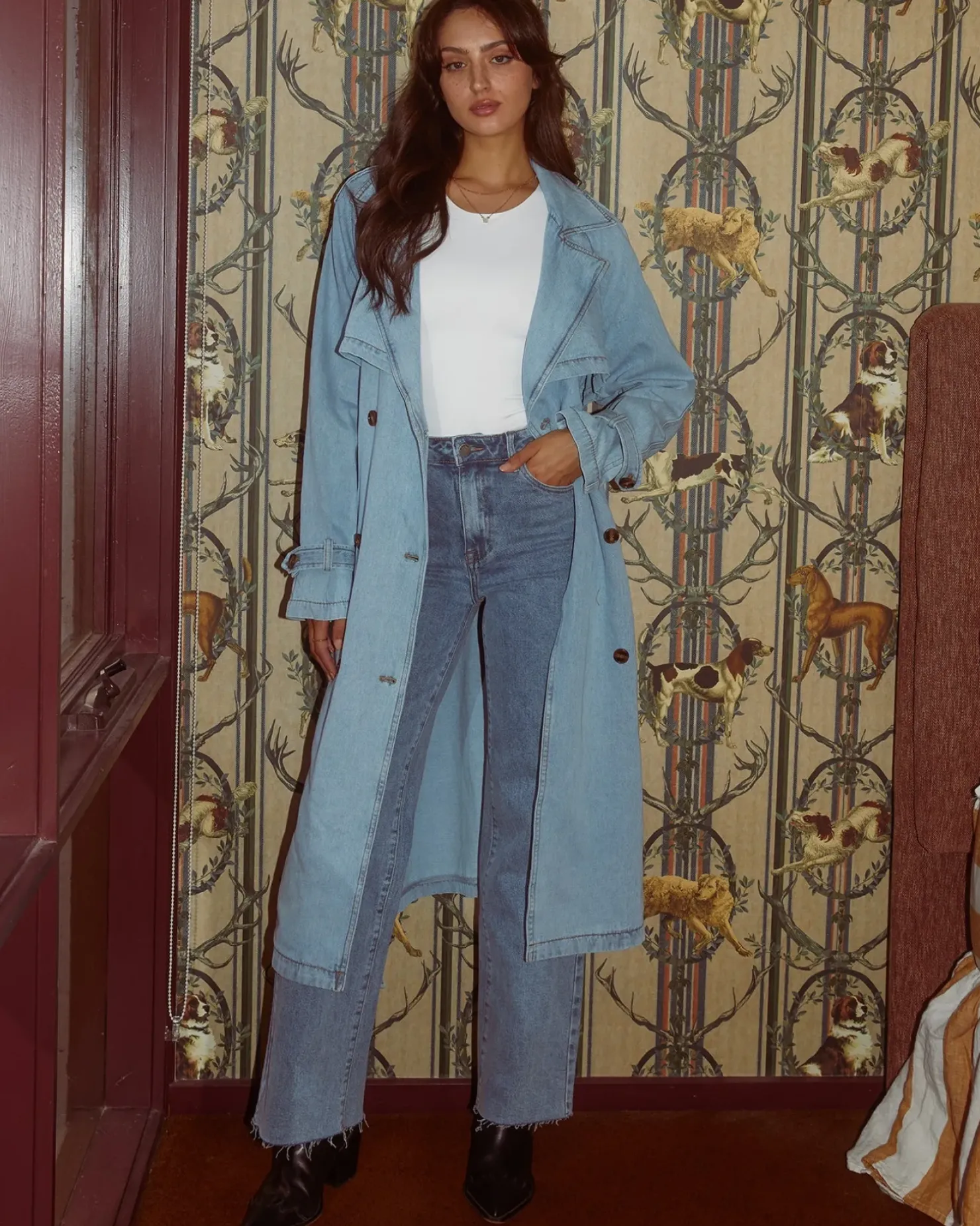 Fashion All About Eve Rio Trench Coat - Light Blue