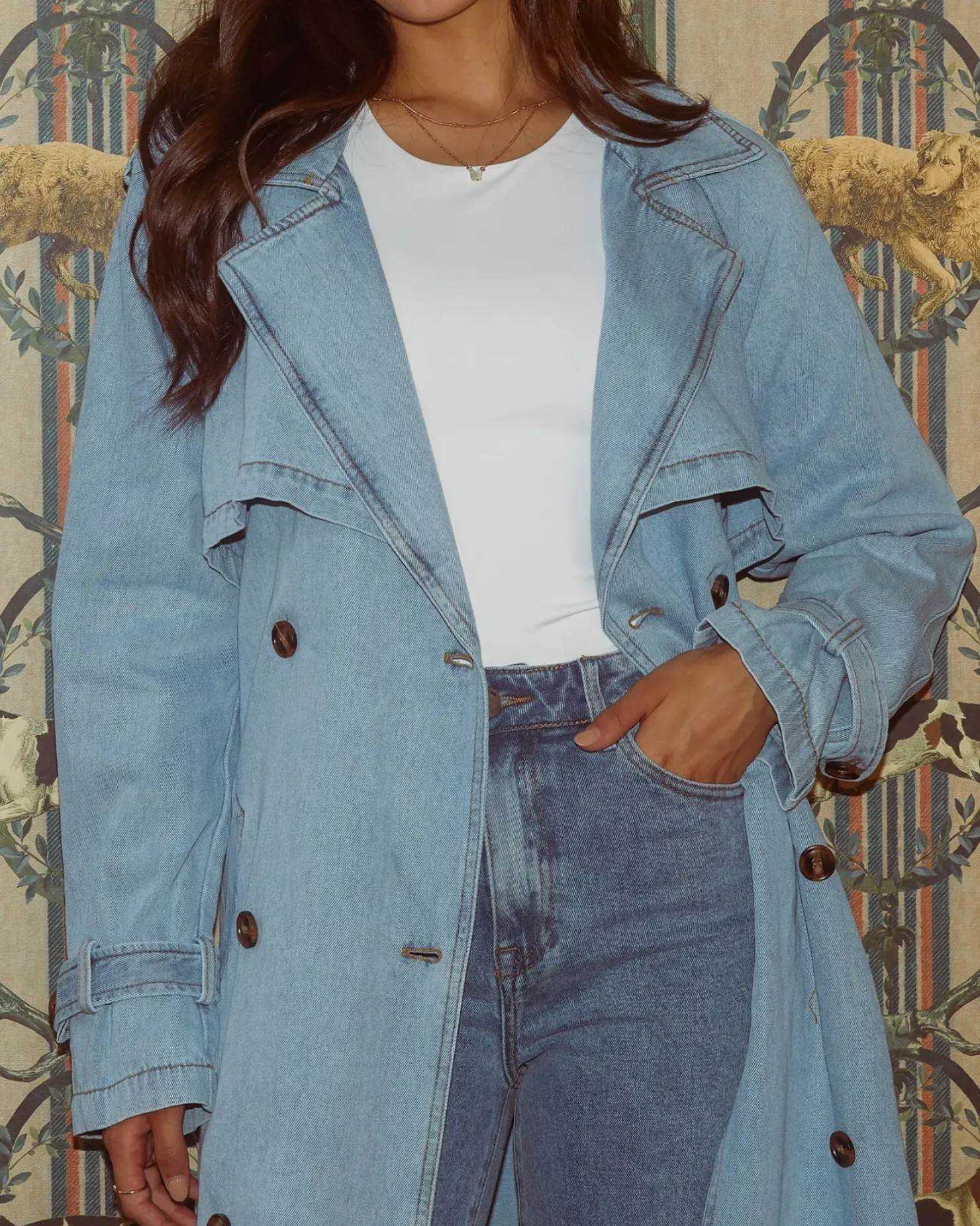 Fashion All About Eve Rio Trench Coat - Light Blue