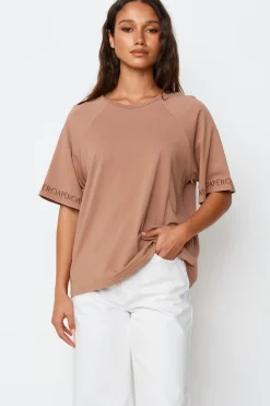 Discount Apero Logo Sleeve Box Cut Tee - Mocha