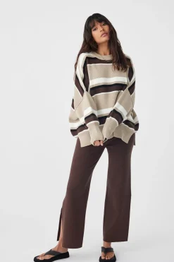New ARCAA Harper Stripe Sweater - Chocolate, Cream & Black