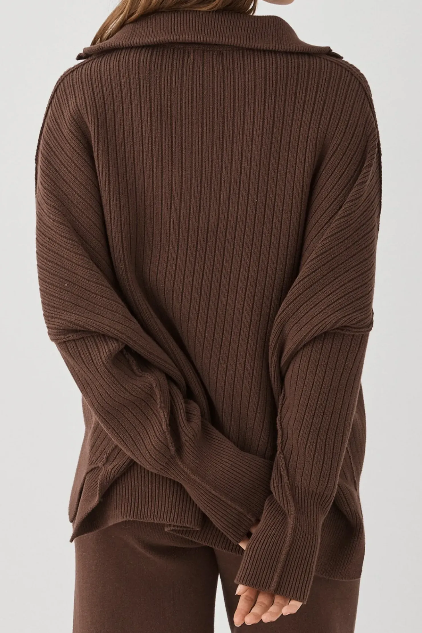 Hot ARCAA Margo Button Up Sweater - Chocolate