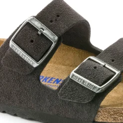 Best Birkenstock Arizona Velvet Grey Suede Leather - Narrow