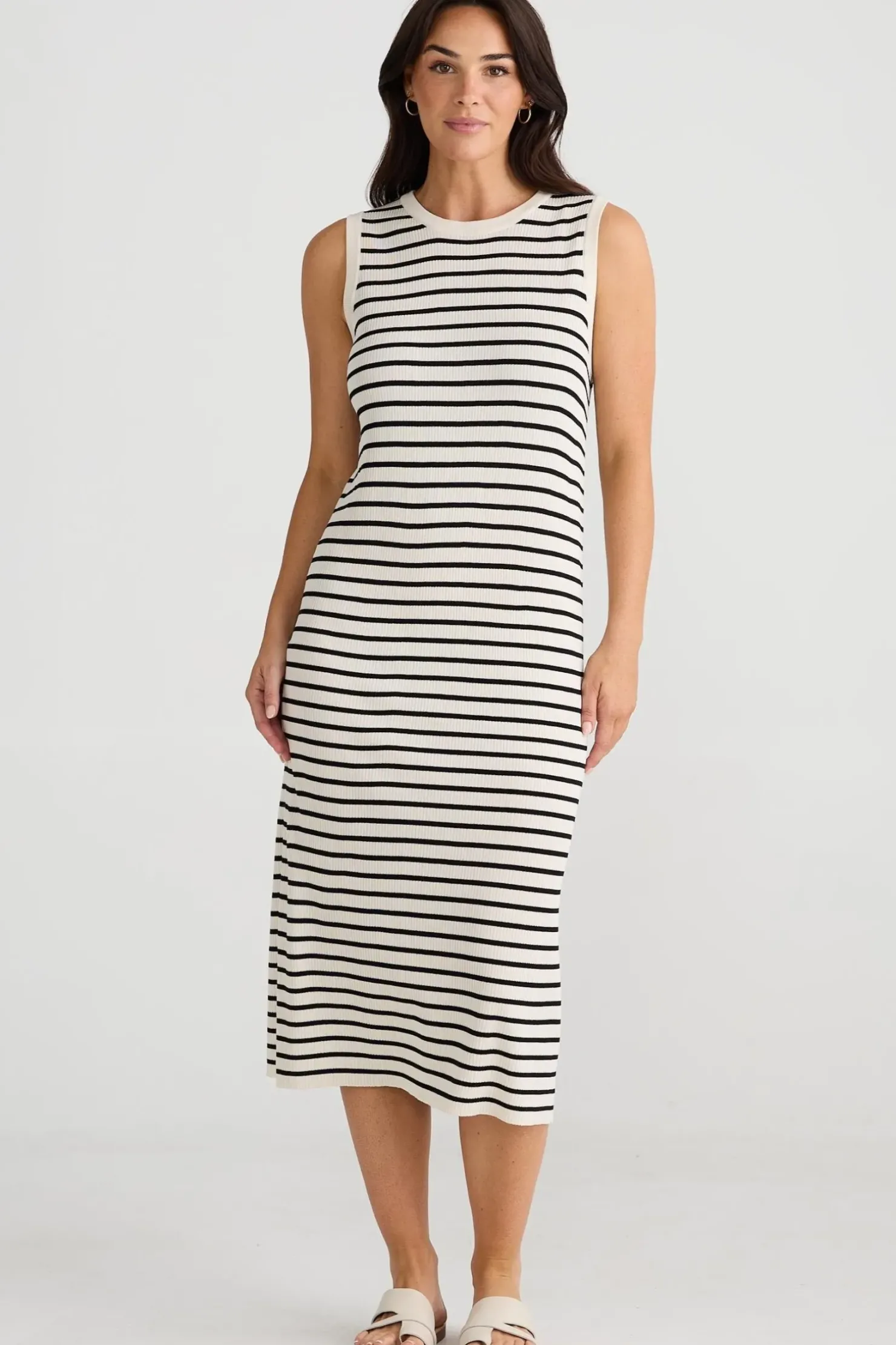 Discount Brave & True Brave & True Squad Dress - Ecru with Black Stripe