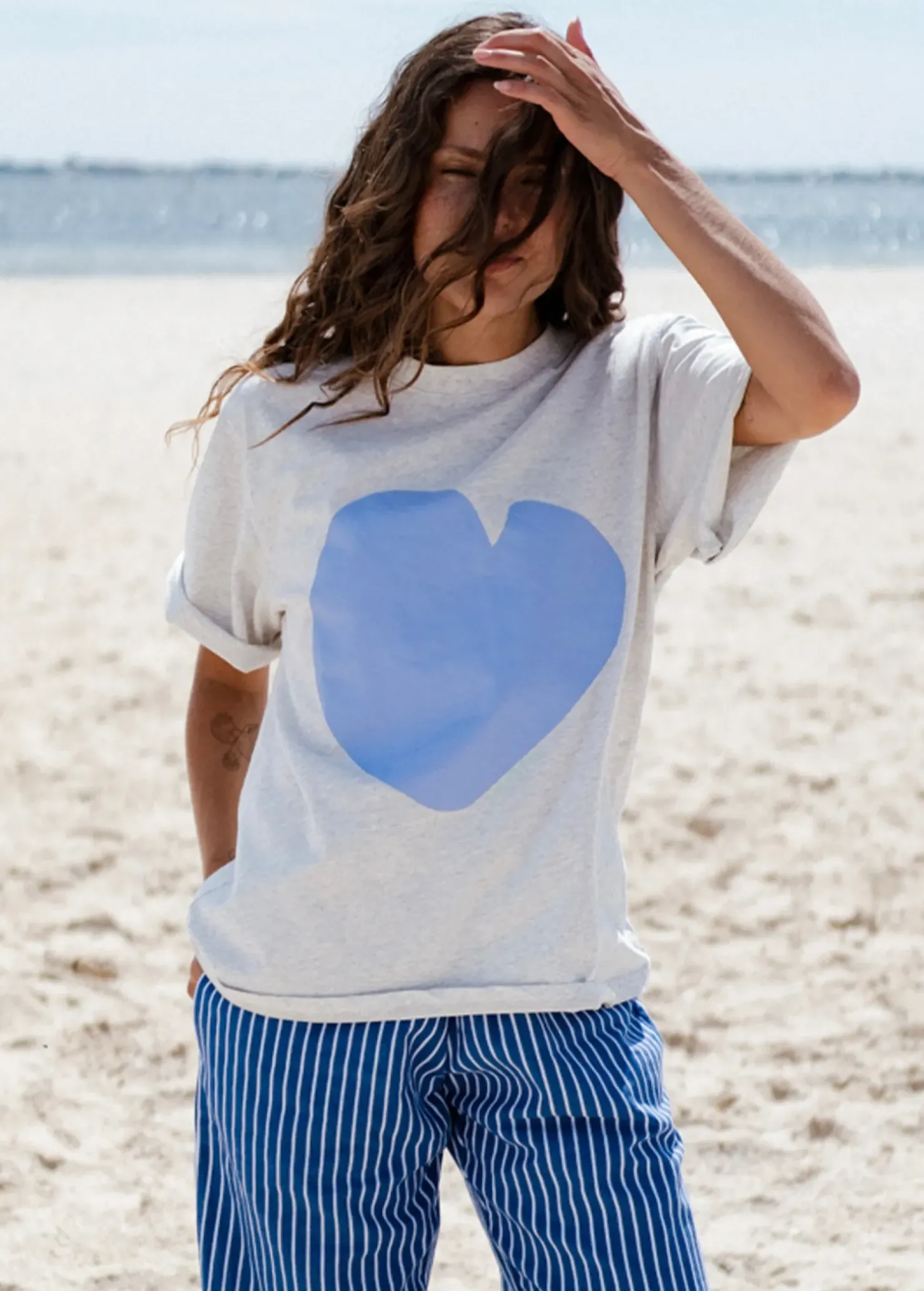 Fashion Cartel & Willow Cartel & Willow Cornflower Heart Tee - Marle/Cornflower