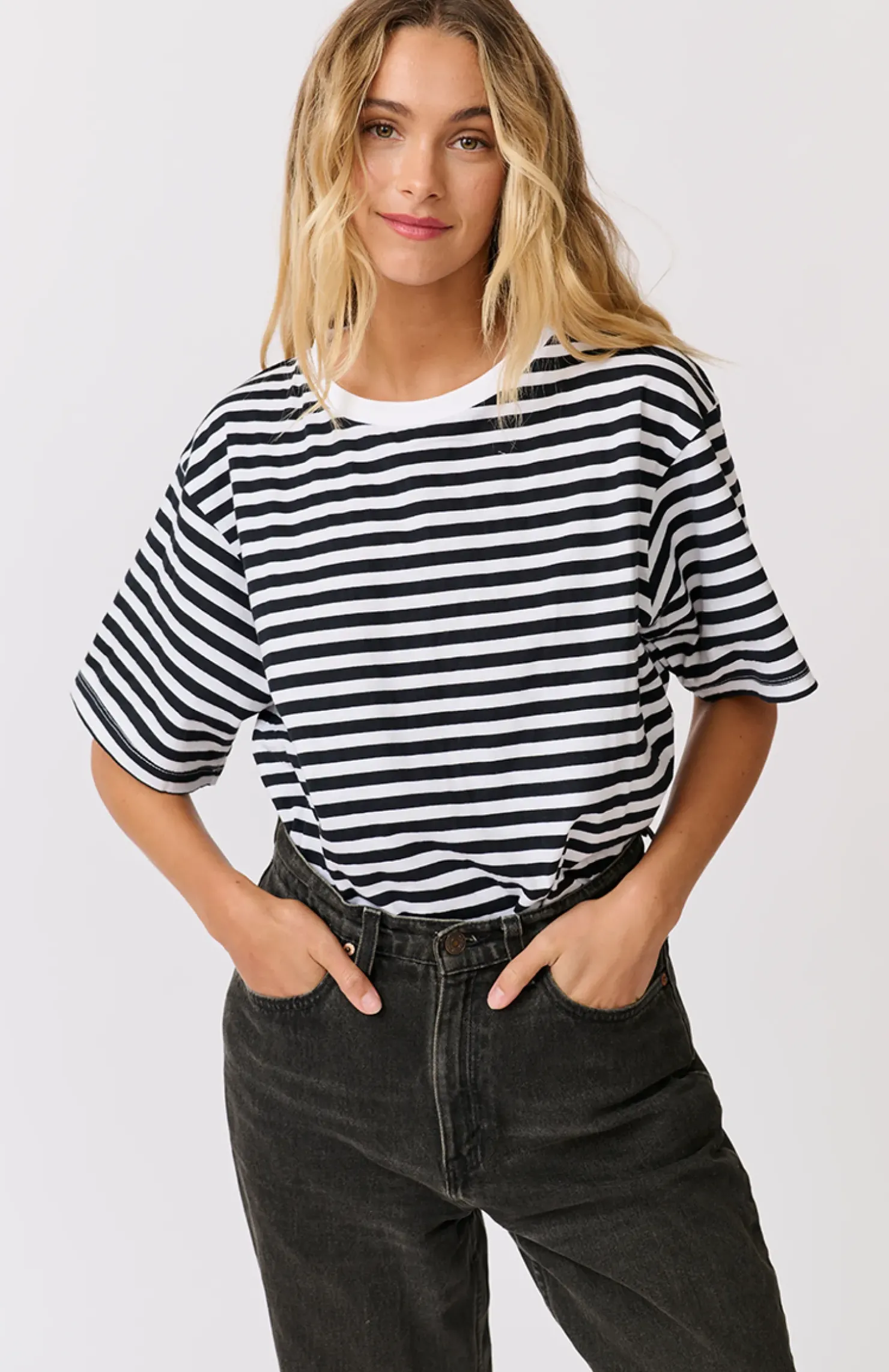 Discount Cartel & Willow Cartel & Willow Marlie Tee - Black/White Stripe
