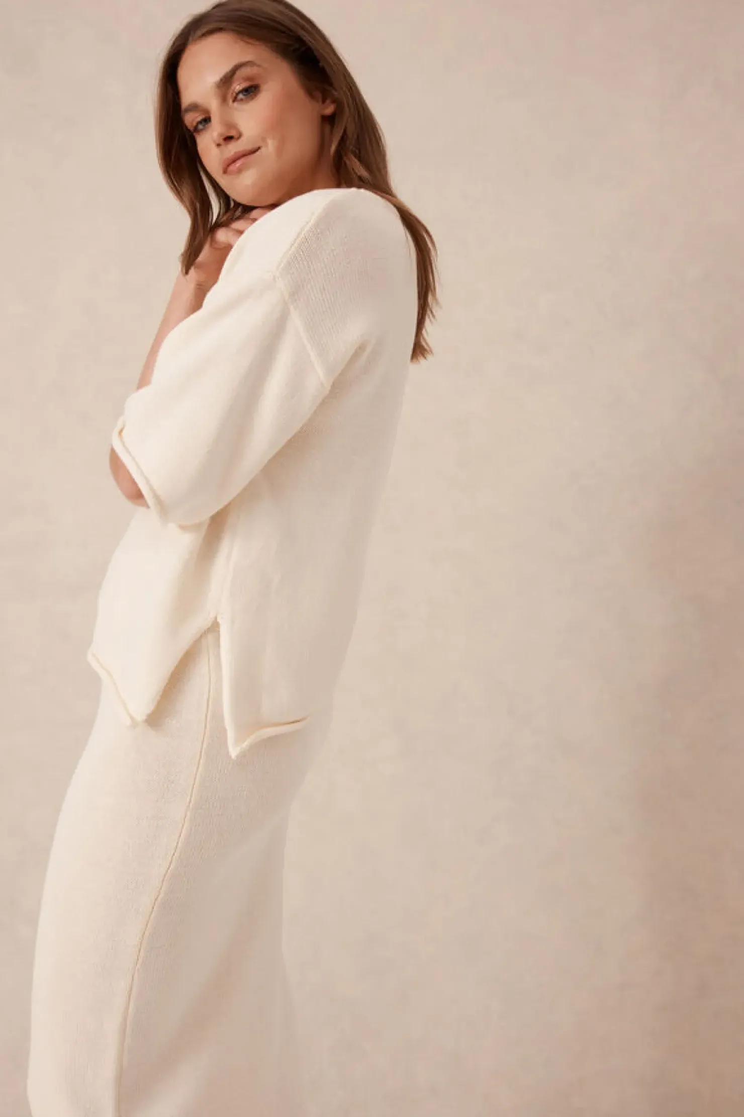 Fashion Ceres Life Boxy Knit Tee- Eggshell