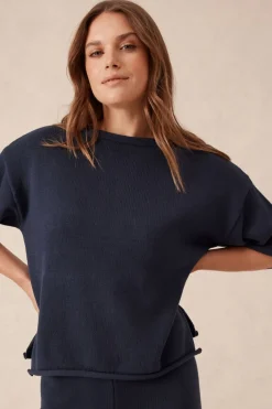 Sale Ceres Life Boxy Knit Tee- Navy