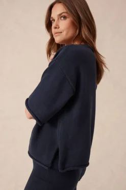 Sale Ceres Life Boxy Knit Tee- Navy