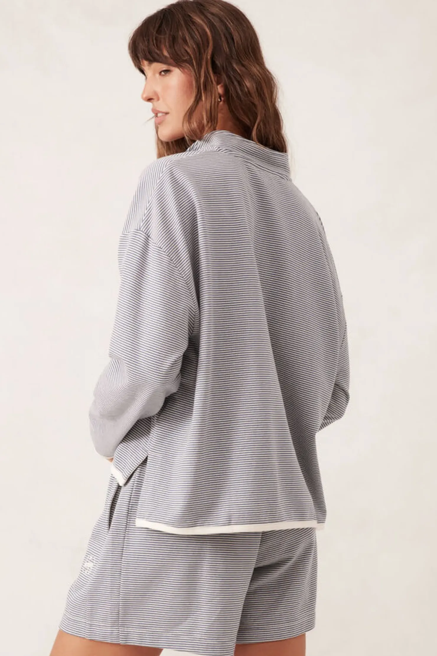 Best Ceres Life Boxy Zip Sweat - Moonlight Fine Stripe