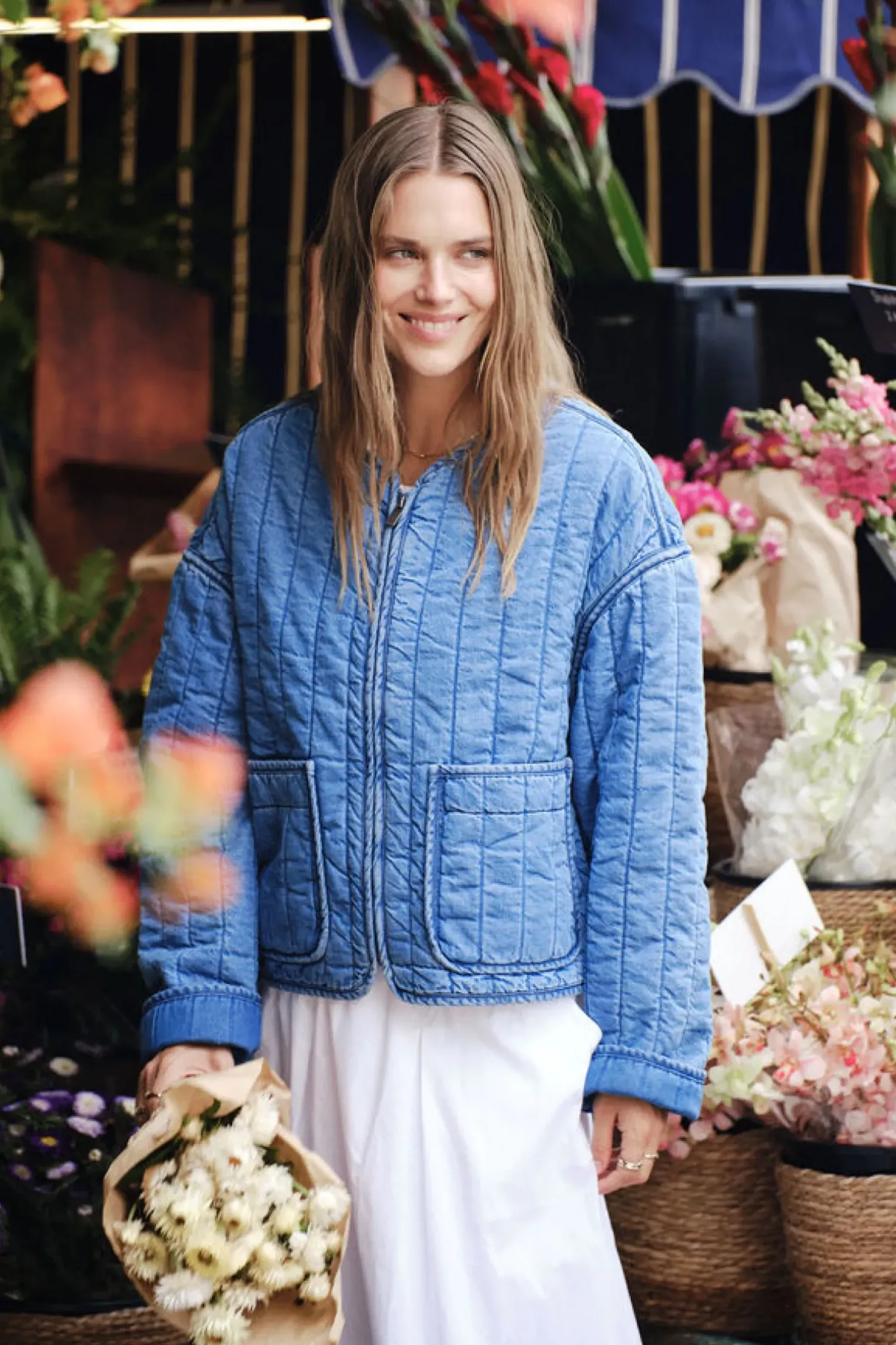 Clearance Ceres Life Comfy Quilted Boxy Jacket - Worn Blue