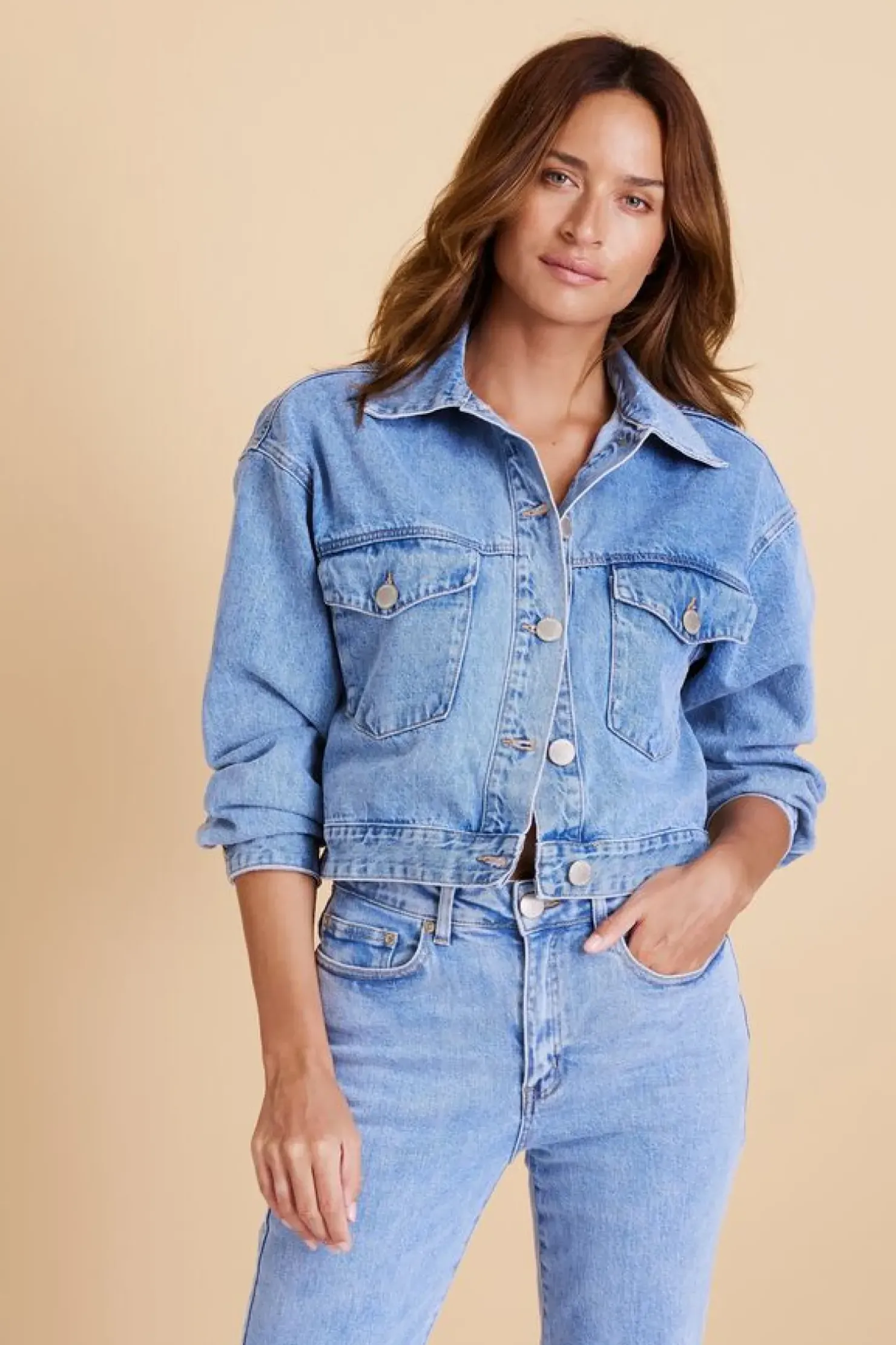 Discount Ceres Life Cropped Denim Jacket - Vintage Blue