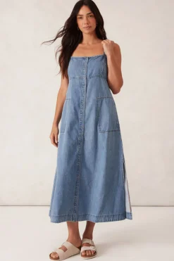 Best Ceres Life Denim Beach Dress - Worn Blue