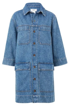 Hot Ceres Life Half Sleeve Boxy Shirt Dress - Fresh Indigo Denim