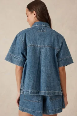 Sale Ceres Life Jacqui Felgate Boxy Denim Shirt - Indigo Denim
