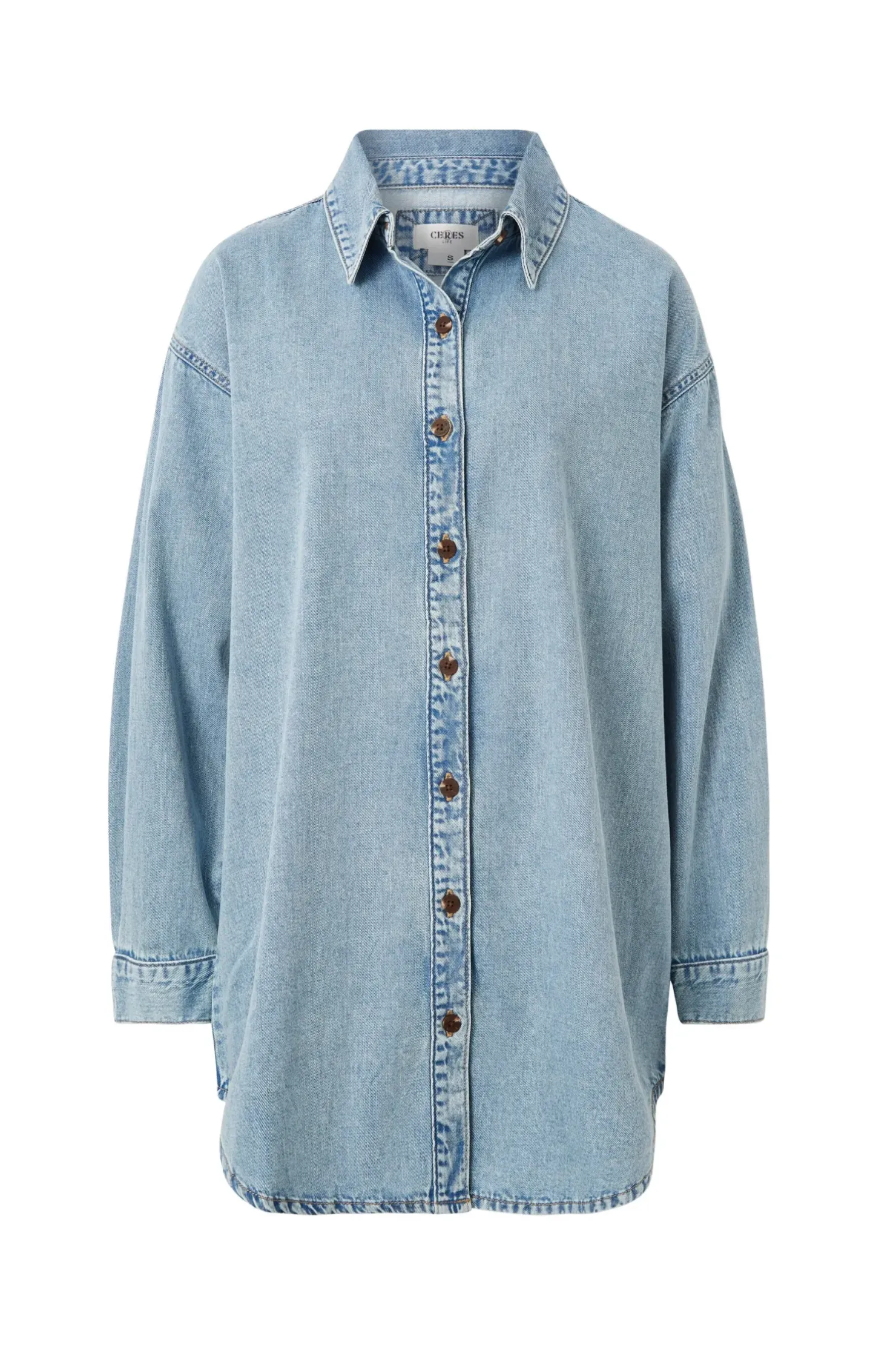 Best Ceres Life Longline Denim Shirt - Vintage blue