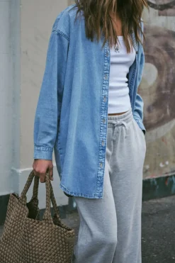 Best Ceres Life Longline Denim Shirt - Vintage blue