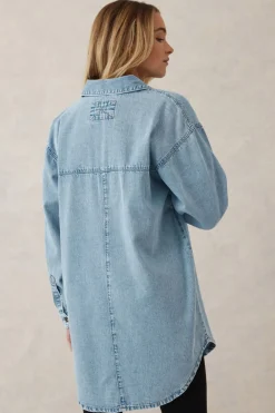 Best Ceres Life Longline Denim Shirt - Vintage blue