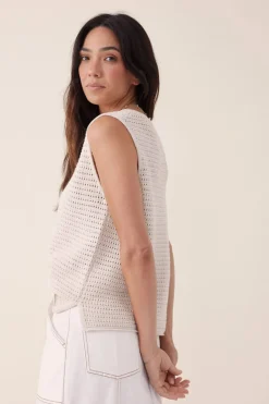 Best Ceres Life Mesh Knit Tank - Ecru