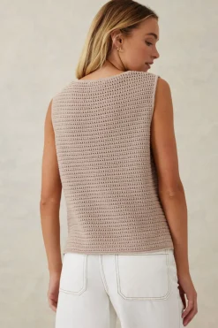 Hot Ceres Life Mesh Knit Tank - String