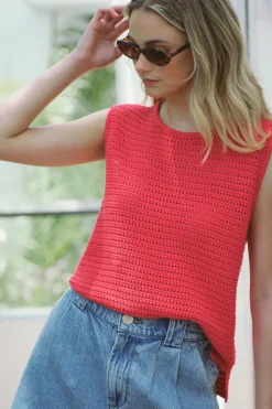 Outlet Ceres Life Mesh Knit Tank - Heritage Red