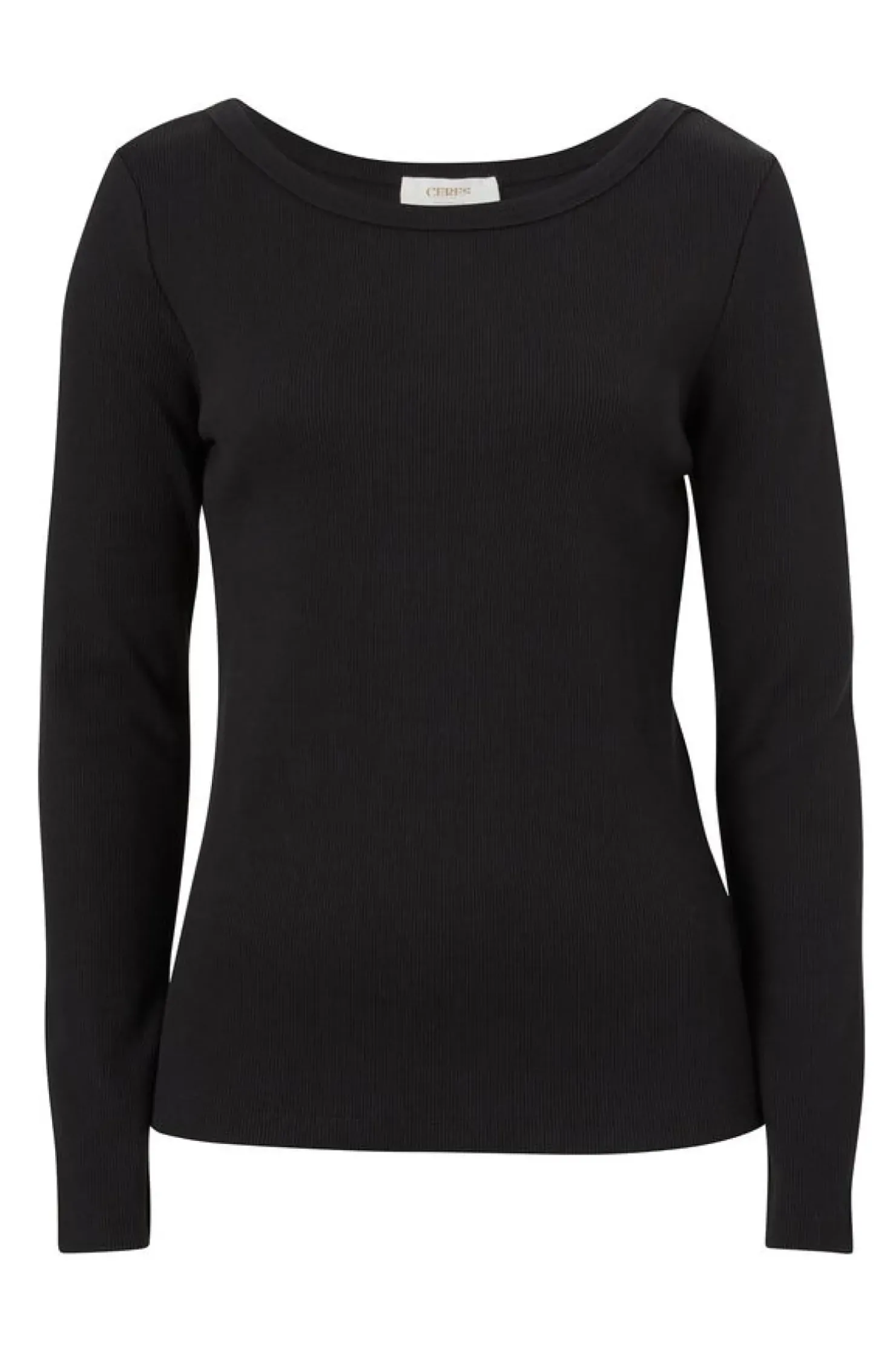 Discount Ceres Life Organic Rib Long Sleeve Top - Black