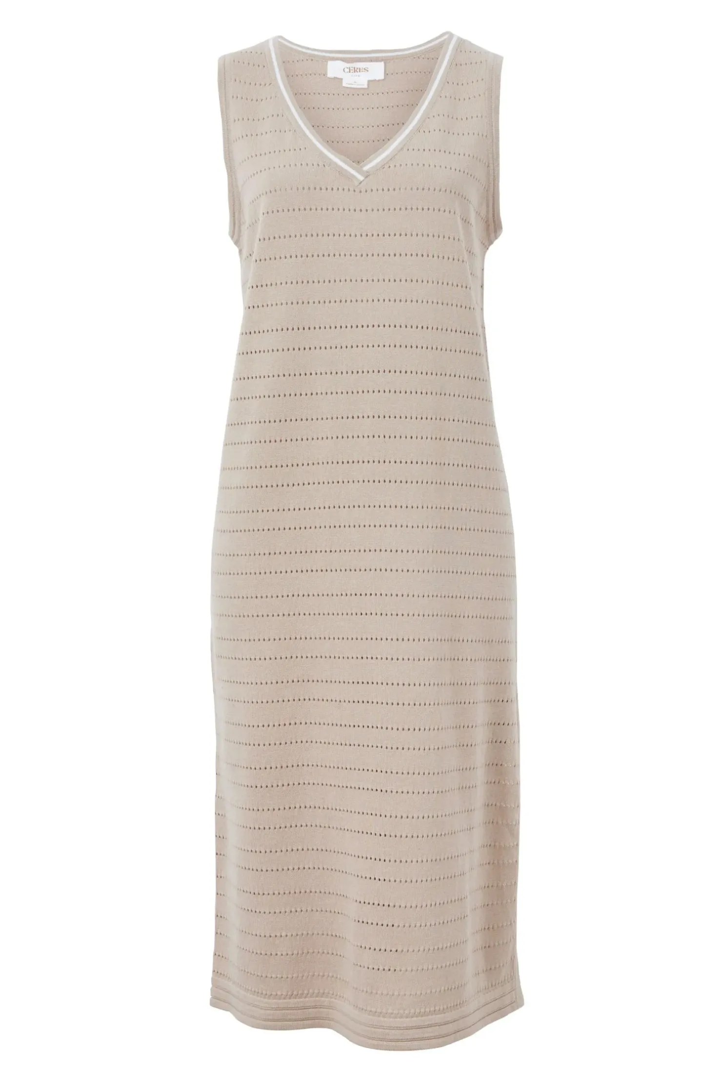 Sale Ceres Life Pointelle Sleeveless Knit Dress - String