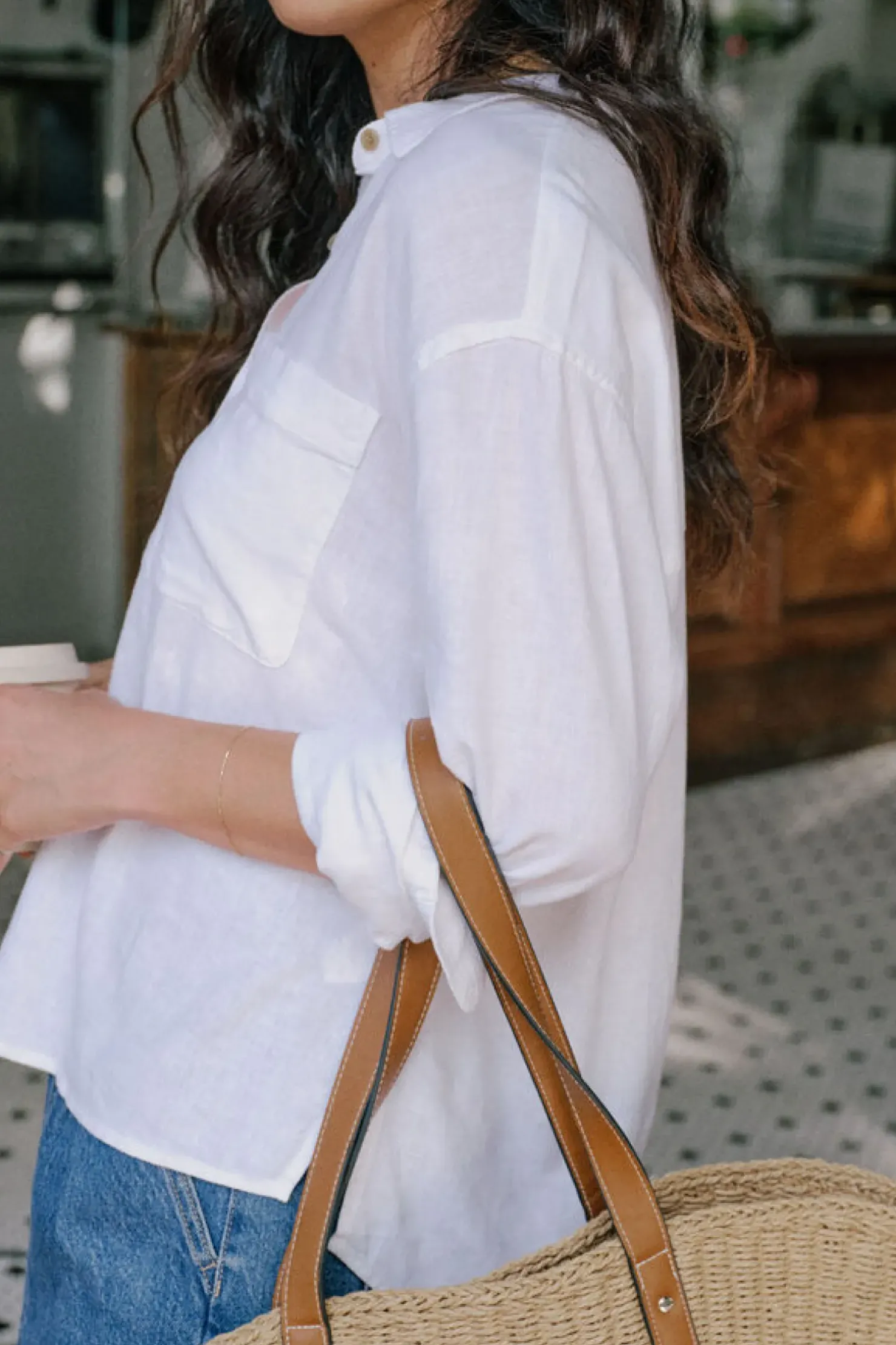 Outlet Ceres Life Relaxed Pocket Shirt- White