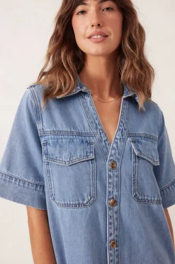 Online Ceres Life Relaxed Shirt Dress - Mid Vintage Blue