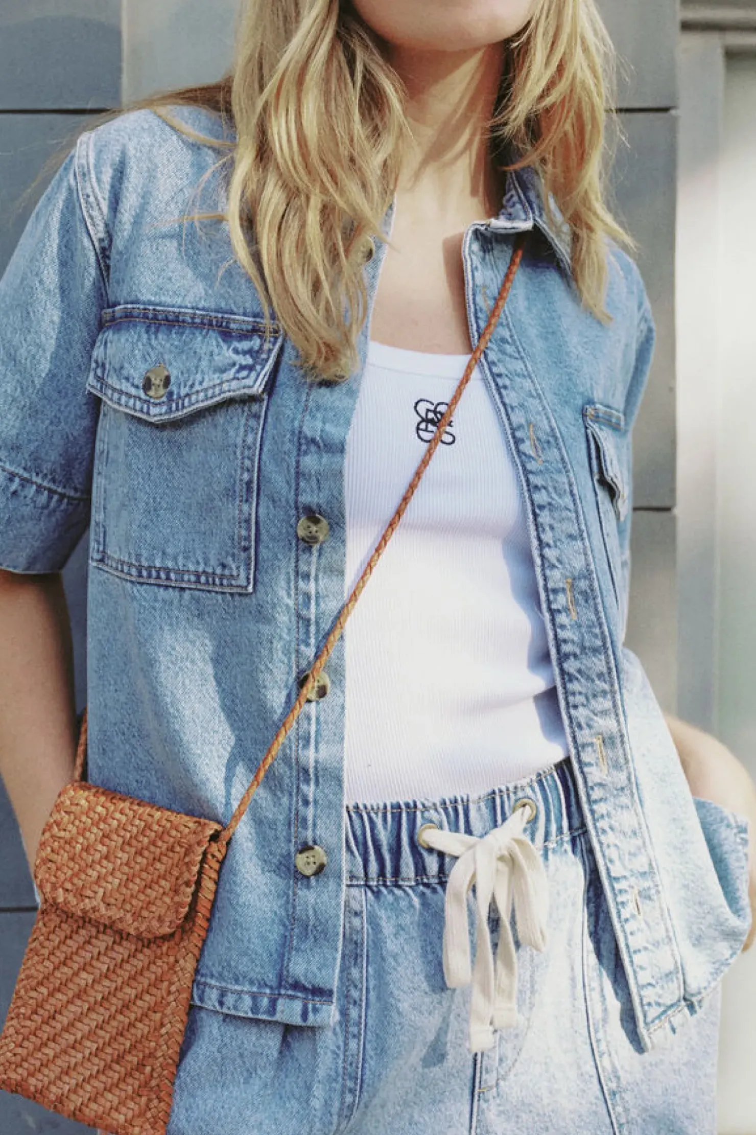 Best Ceres Life Short Sleeve Boxy Shirt - Vintage Blue Denim
