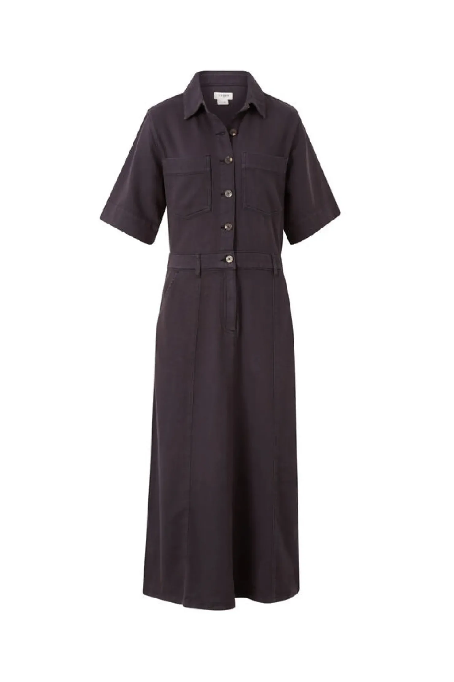 Discount Ceres Life Short Sleeve Denim Midi Shirt Dress - Washed Black Twill