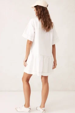 New Ceres Life Short Sleeve Tiered Pocket Shirt Dress - Fresh Ecru