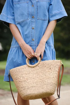 Best Ceres Life Short Sleeve Tiered Pocket Shirt Dress - Vintage Blue