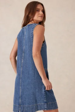 Sale Ceres Life Side Pocket Mini Shift Dress - Fresh Indigo
