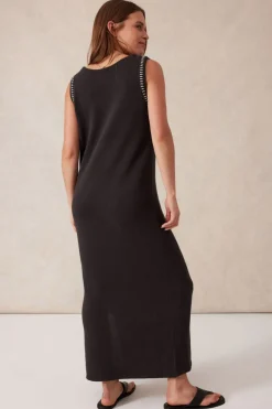 Hot Ceres Life Sleeveless Boat Neck Knit Midi Dress - Phantom