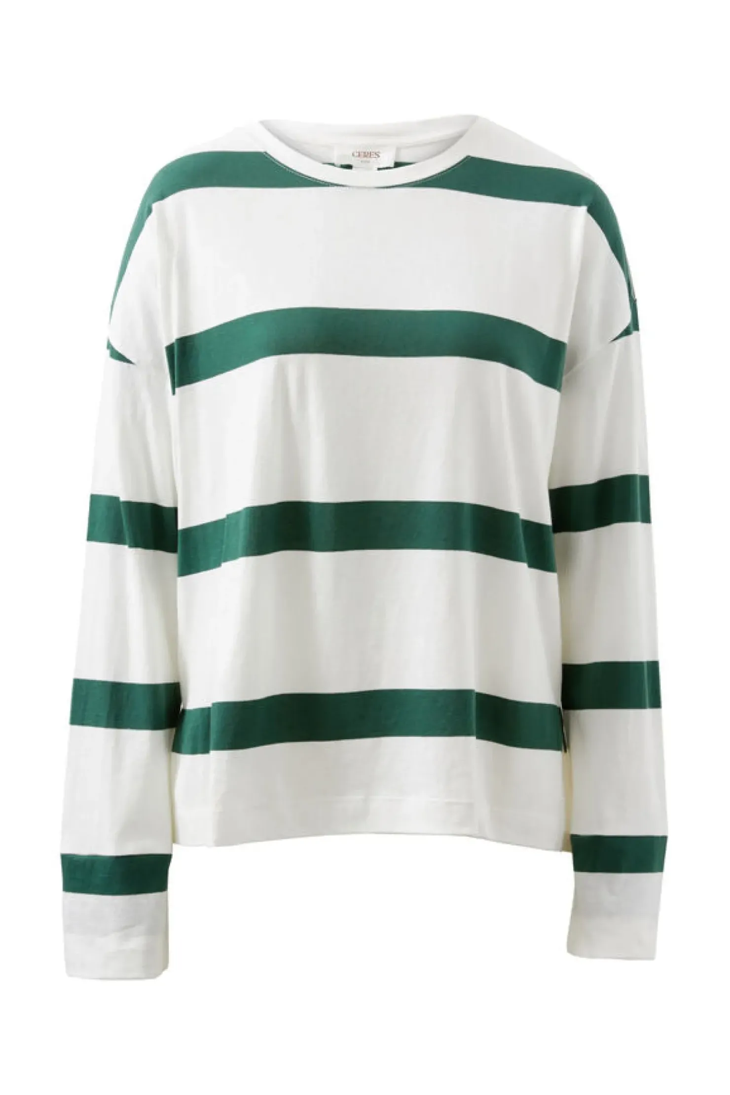 Fashion Ceres Life Slouchy Long Sleeve - Vanilla Pine Green Bold Stripe