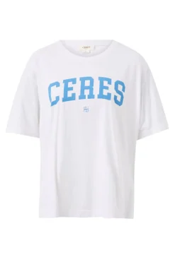 New Ceres Life Slouchy Split Hem Tee - White/Ceres Varisty Pool Blue