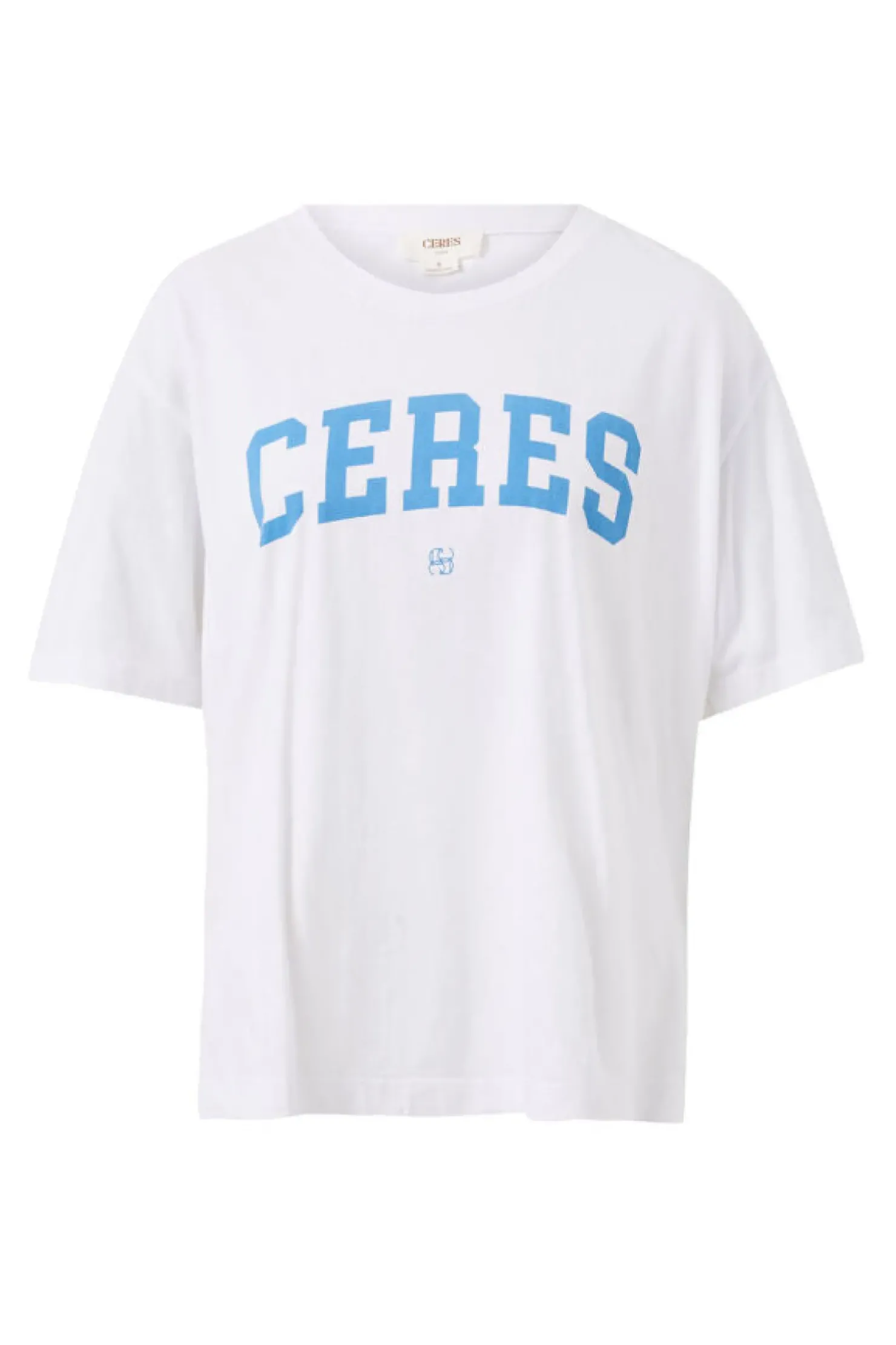 New Ceres Life Slouchy Split Hem Tee - White/Ceres Varisty Pool Blue