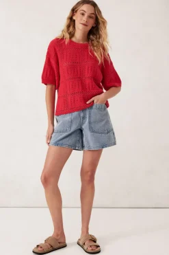 Clearance Ceres Life Square Knit Boxy Tee - Heritage Red