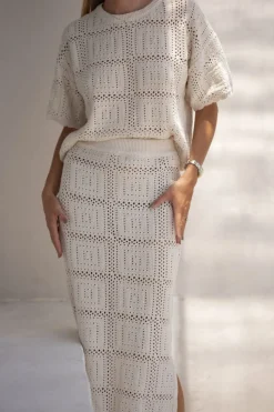 Best Ceres Life Square Knit Boxy Tee - Ecru