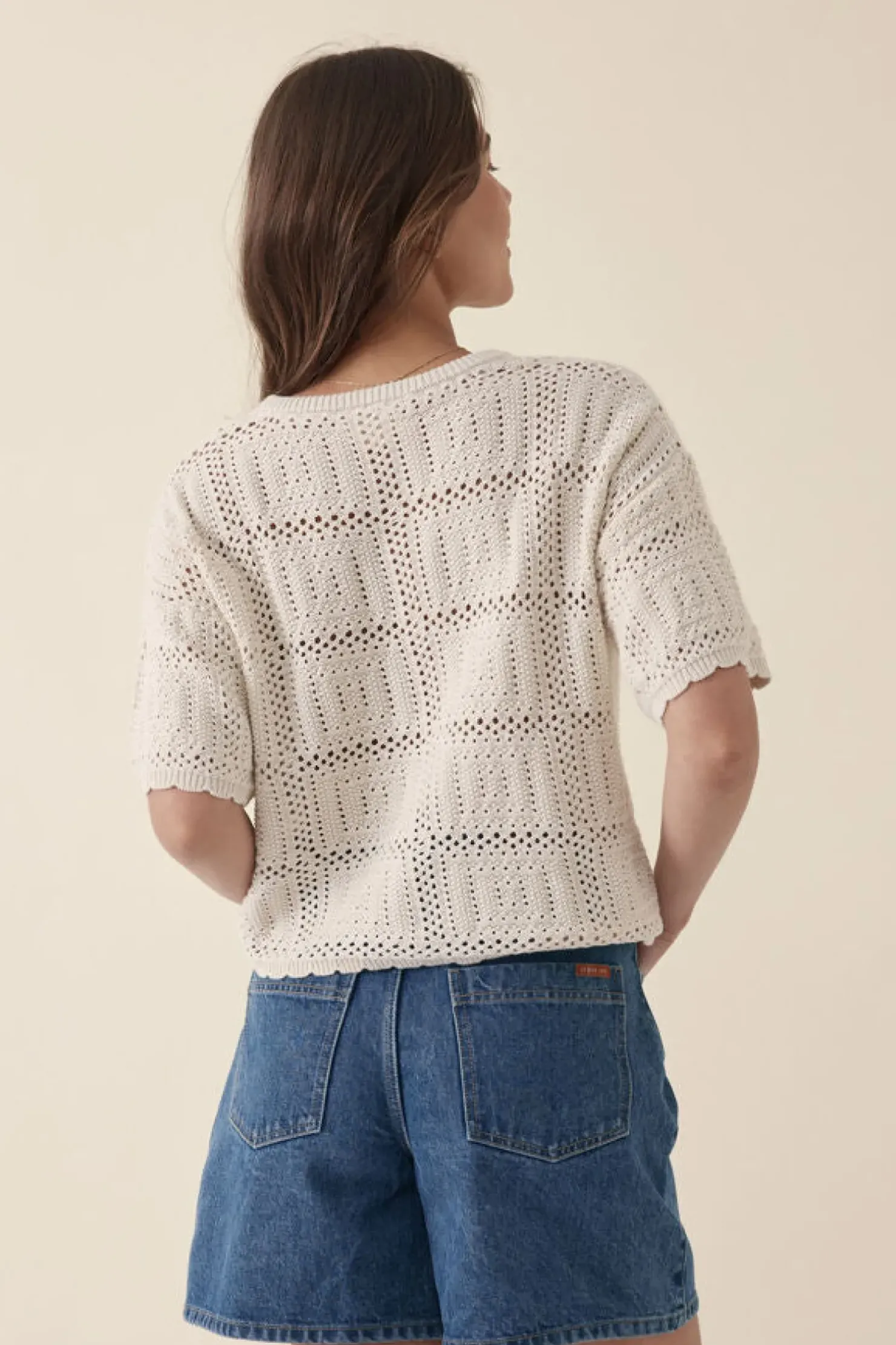 Best Ceres Life Square Knit Boxy Tee - Ecru