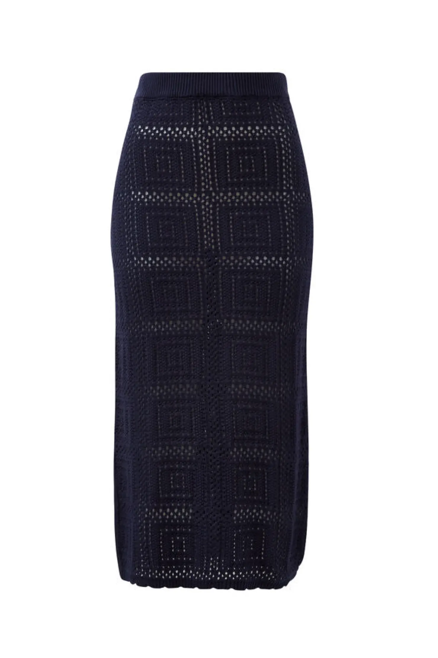 Fashion Ceres Life Square Knit Midi Skirt - New Navy
