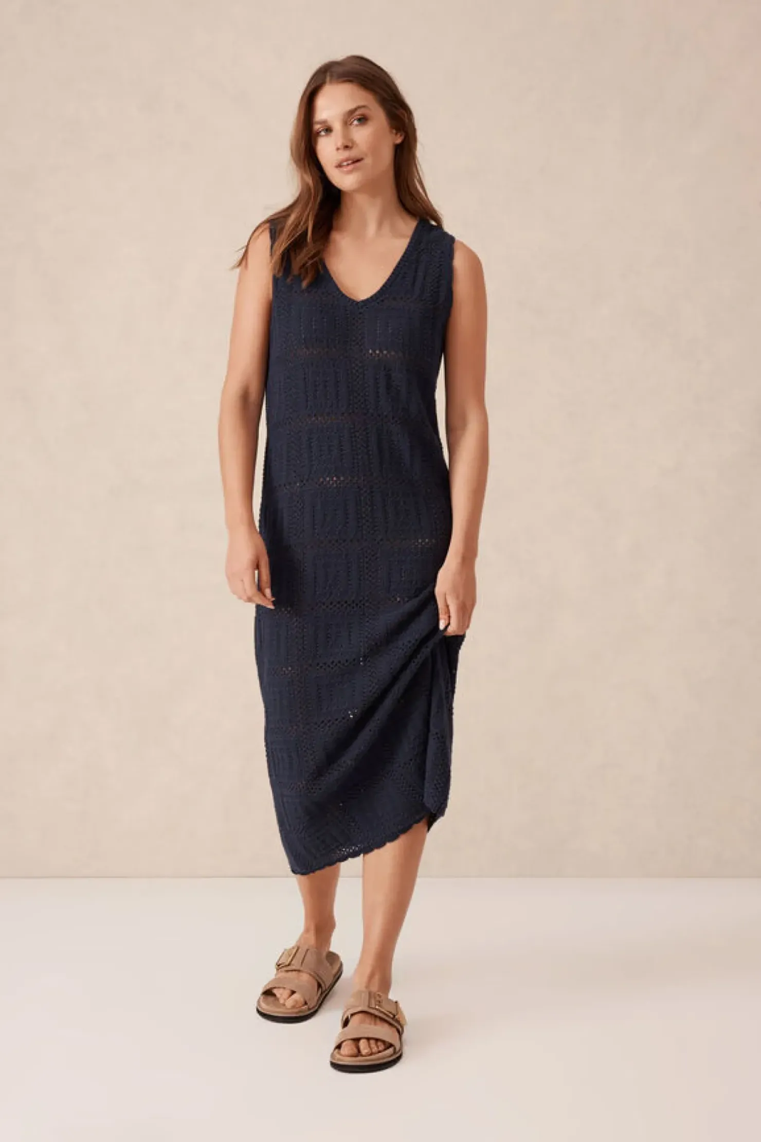 Best Ceres Life Square Knit Midi Tank Dress - New Navy