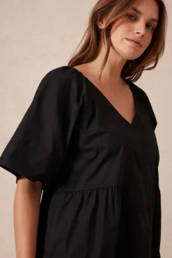 Outlet Ceres Life Tiered Poplin Mini Dress - Black