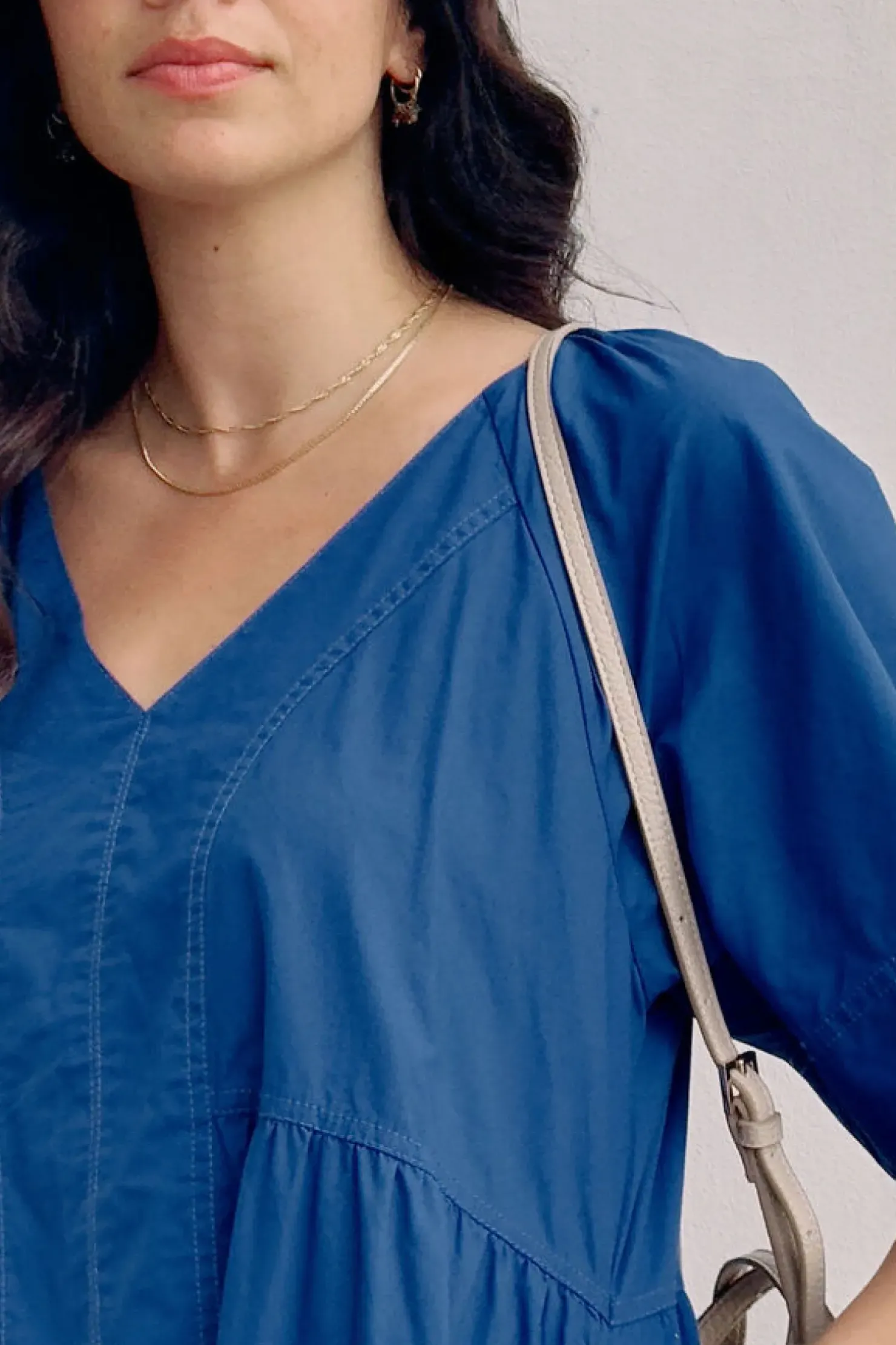 Best Ceres Life Tiered Poplin Midi Dress - Fresh Cobalt