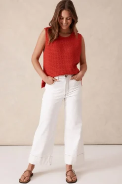 New Ceres Life Wide Leg Crop Jean - Fresh Ecru