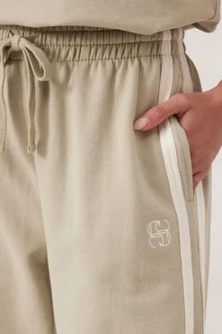 Best Ceres Life Wide Leg Terry Trackpant - Matcha Side Stripe