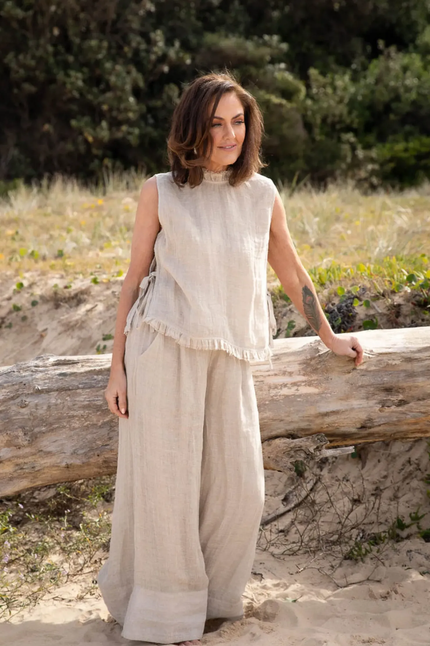 New Eadie Lifestyle Eadie Nadia Linen Top - Natural